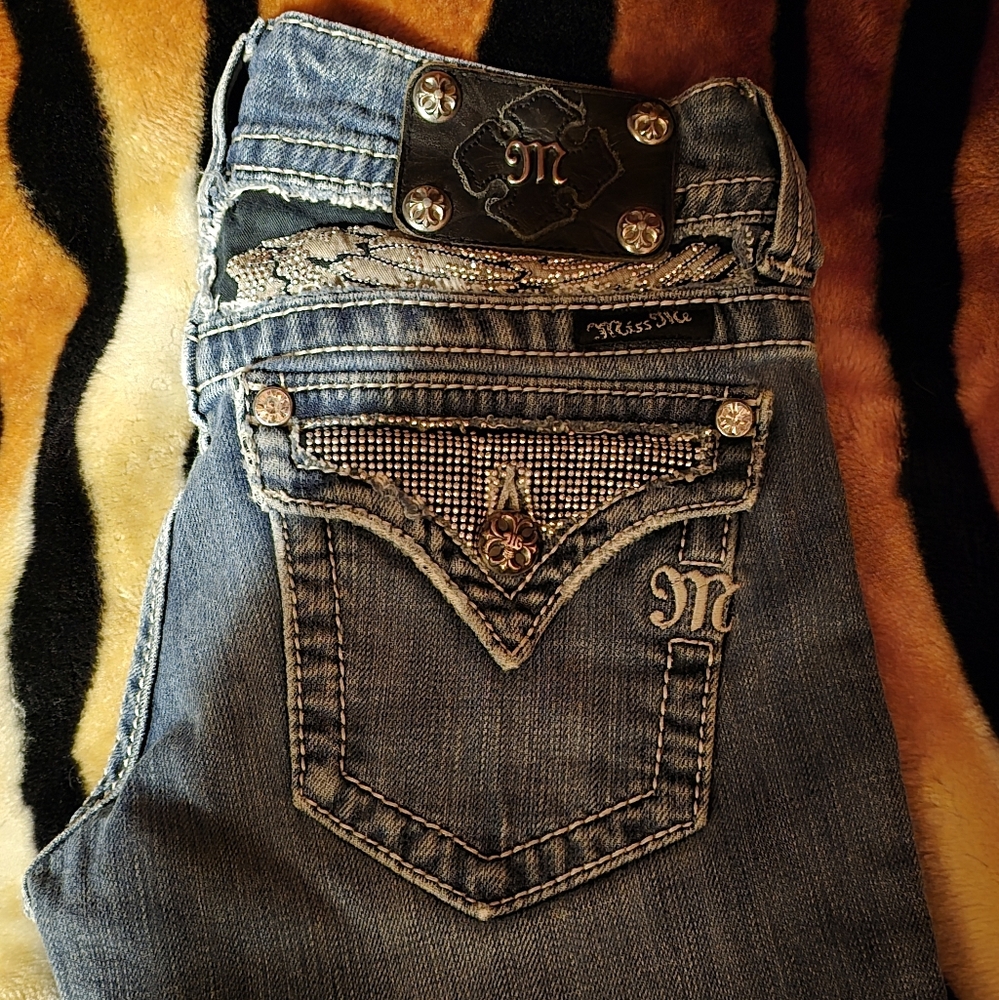 Miss Me Women's Embellished Blue Boot Cut Jeans